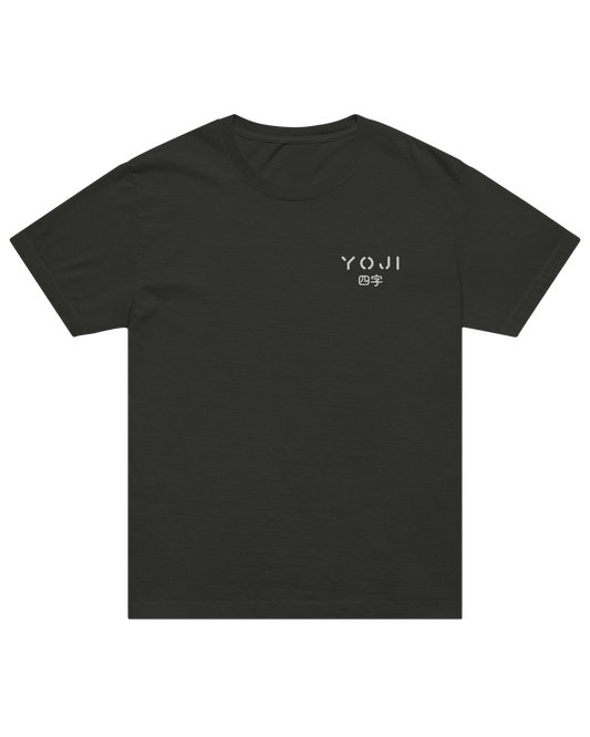 YOJI black shirt, front